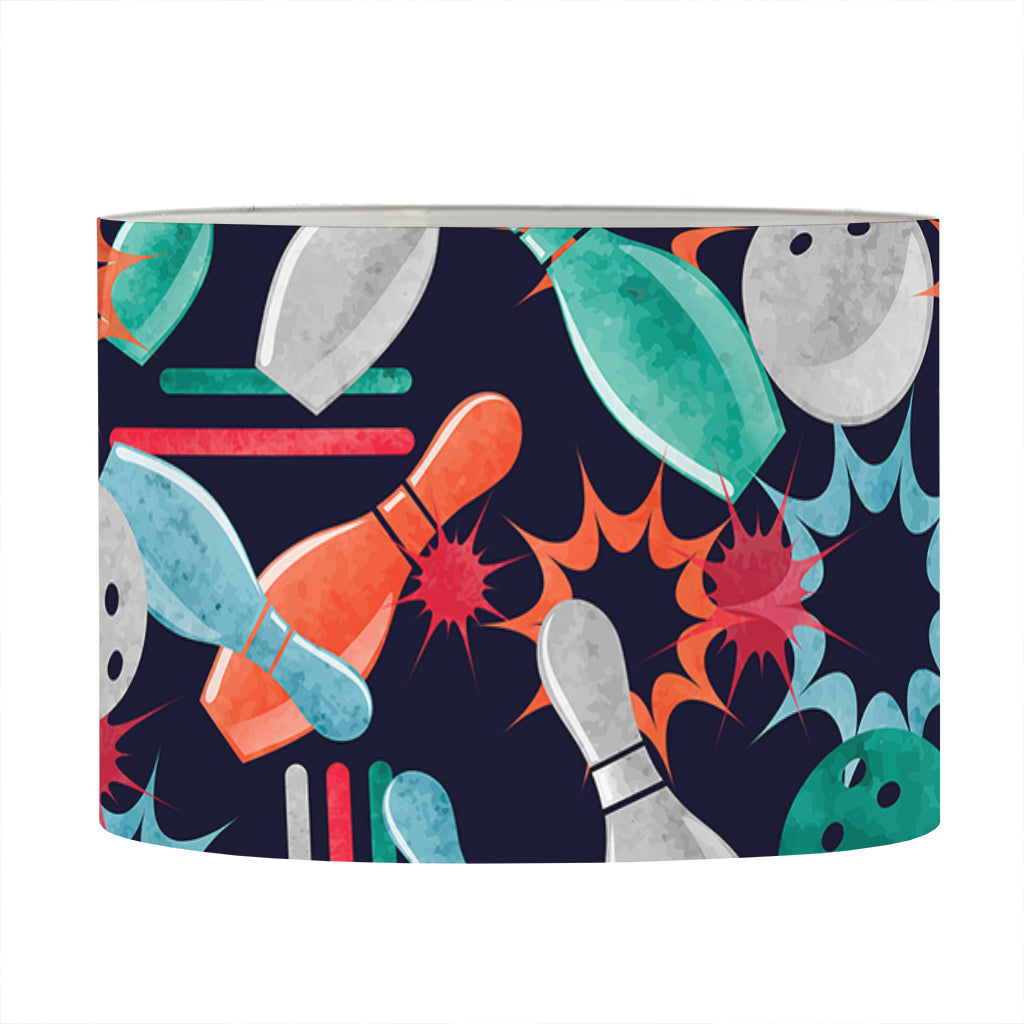 Watercolor Bowling Theme Pattern Print Drum Lamp Shade