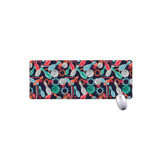 Watercolor Bowling Theme Pattern Print Extended Mouse Pad