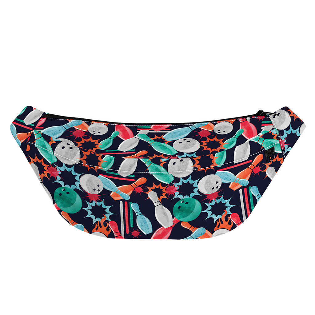 Watercolor Bowling Theme Pattern Print Fanny Pack