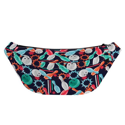 Watercolor Bowling Theme Pattern Print Fanny Pack