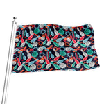 Watercolor Bowling Theme Pattern Print Flag