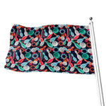 Watercolor Bowling Theme Pattern Print Flag