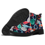 Watercolor Bowling Theme Pattern Print Flat Ankle Boots