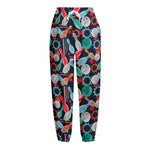 Watercolor Bowling Theme Pattern Print Fleece Lined Knit Pants