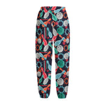 Watercolor Bowling Theme Pattern Print Fleece Lined Knit Pants