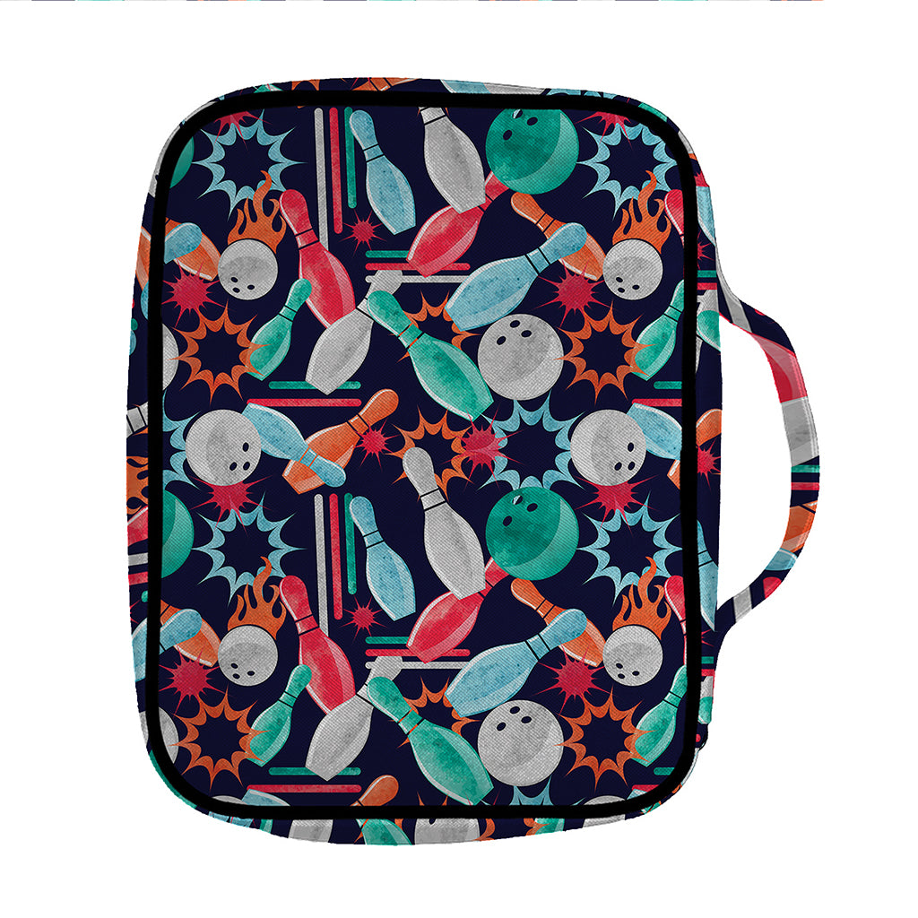 Watercolor Bowling Theme Pattern Print Front Pocket Bible Bag