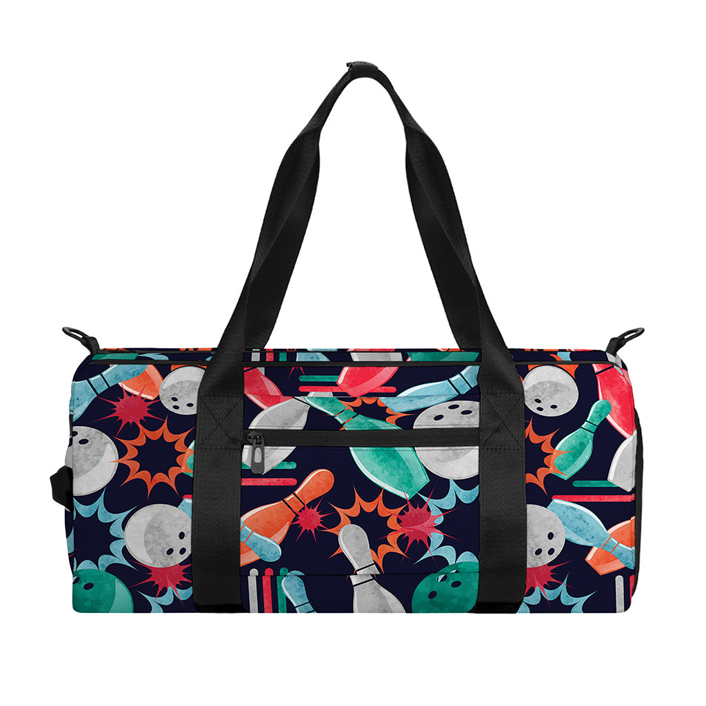 Watercolor Bowling Theme Pattern Print Gym Bag