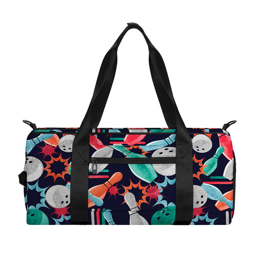 Watercolor Bowling Theme Pattern Print Gym Bag