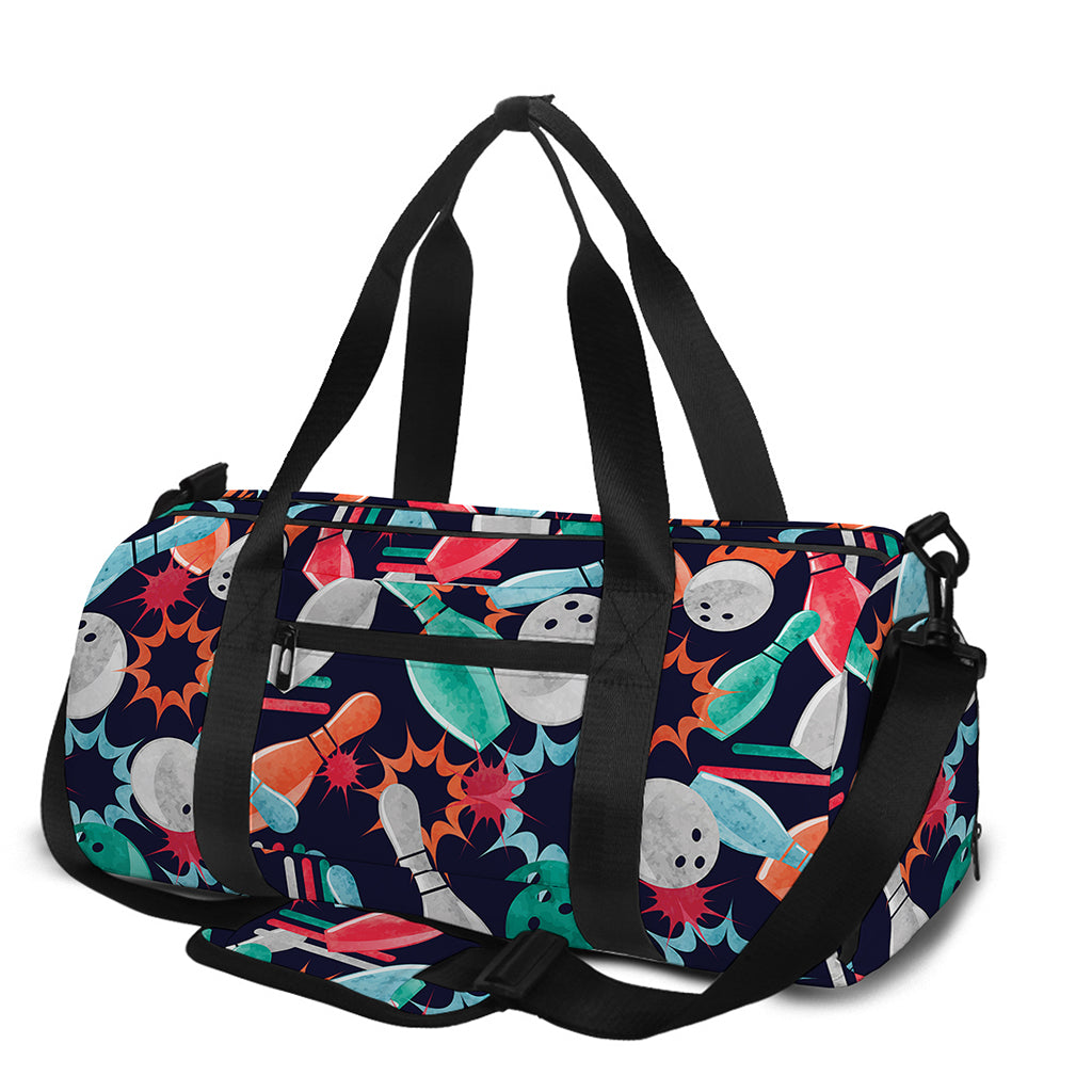 Watercolor Bowling Theme Pattern Print Gym Bag