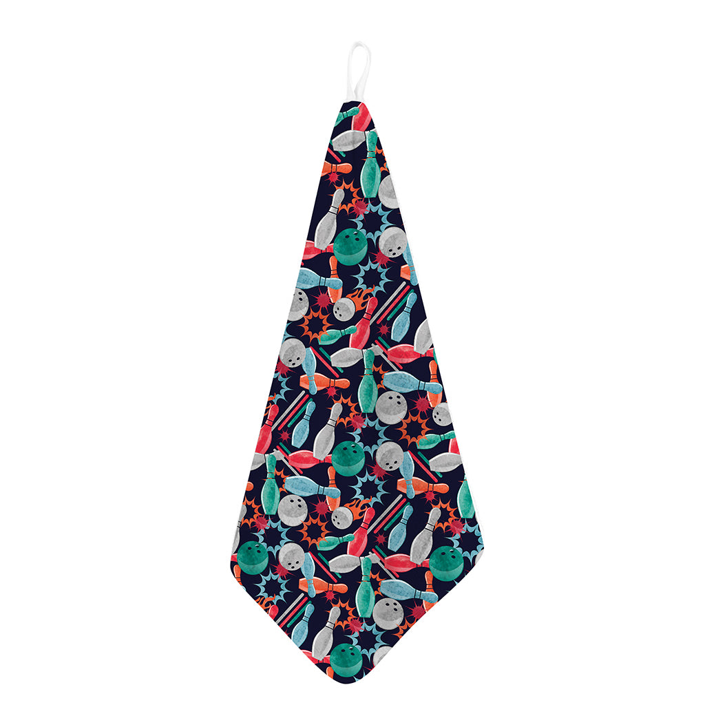 Watercolor Bowling Theme Pattern Print Hand Towel