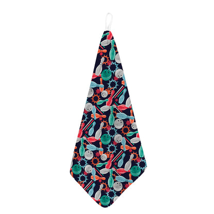 Watercolor Bowling Theme Pattern Print Hand Towel
