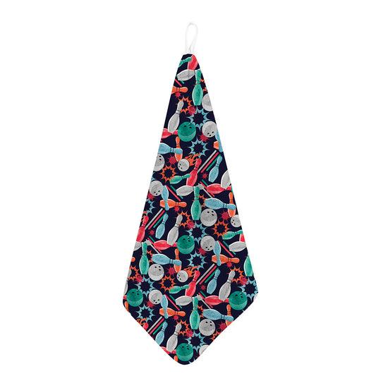 Watercolor Bowling Theme Pattern Print Hand Towel