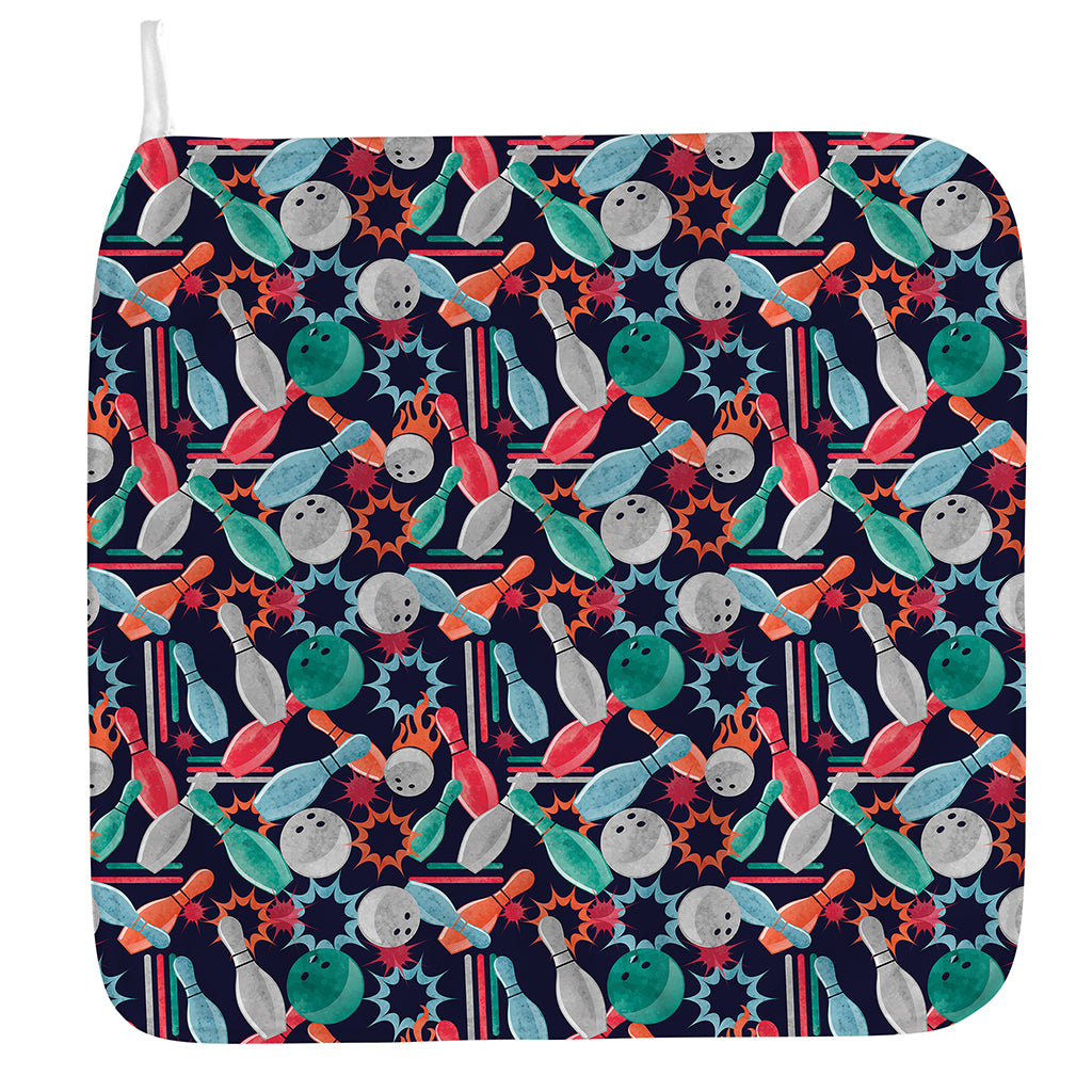 Watercolor Bowling Theme Pattern Print Hand Towel