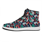 Watercolor Bowling Theme Pattern Print High Top Leather Sneakers