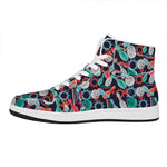 Watercolor Bowling Theme Pattern Print High Top Leather Sneakers