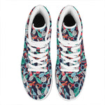 Watercolor Bowling Theme Pattern Print High Top Leather Sneakers