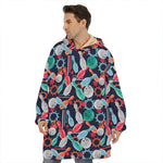 Watercolor Bowling Theme Pattern Print Hoodie Blanket