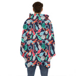 Watercolor Bowling Theme Pattern Print Hoodie Blanket