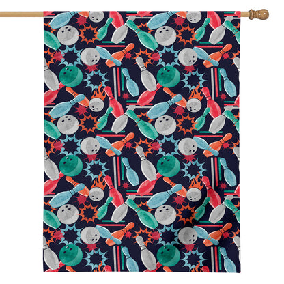 Watercolor Bowling Theme Pattern Print House Flag