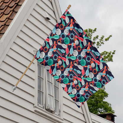 Watercolor Bowling Theme Pattern Print House Flag