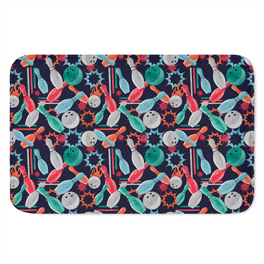 Watercolor Bowling Theme Pattern Print Indoor Door Mat