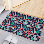 Watercolor Bowling Theme Pattern Print Indoor Door Mat