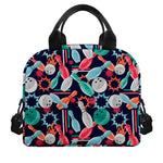Watercolor Bowling Theme Pattern Print Insulated Lunch Bag