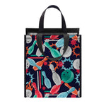 Watercolor Bowling Theme Pattern Print Insulated Lunch Tote