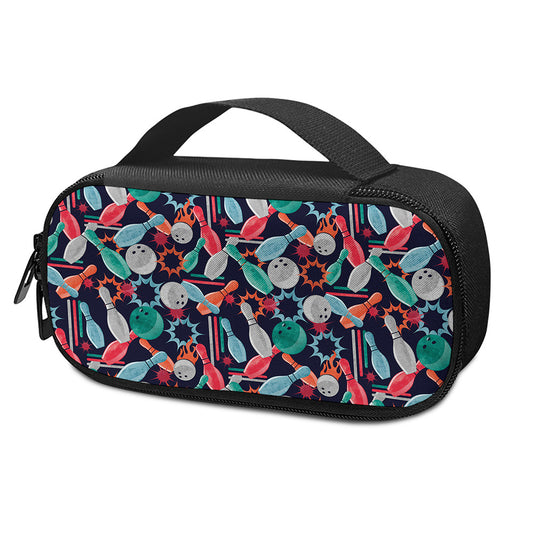 Watercolor Bowling Theme Pattern Print Insulin Cooler Travel Case