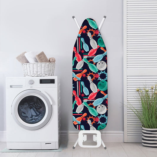 Watercolor Bowling Theme Pattern Print Ironing Board Cover