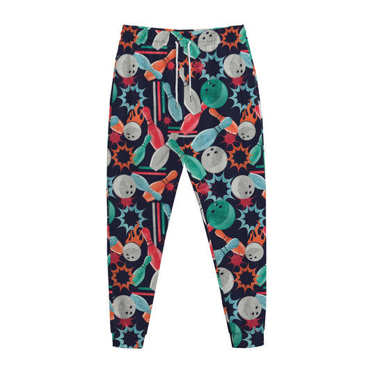 Watercolor Bowling Theme Pattern Print Jogger Pants