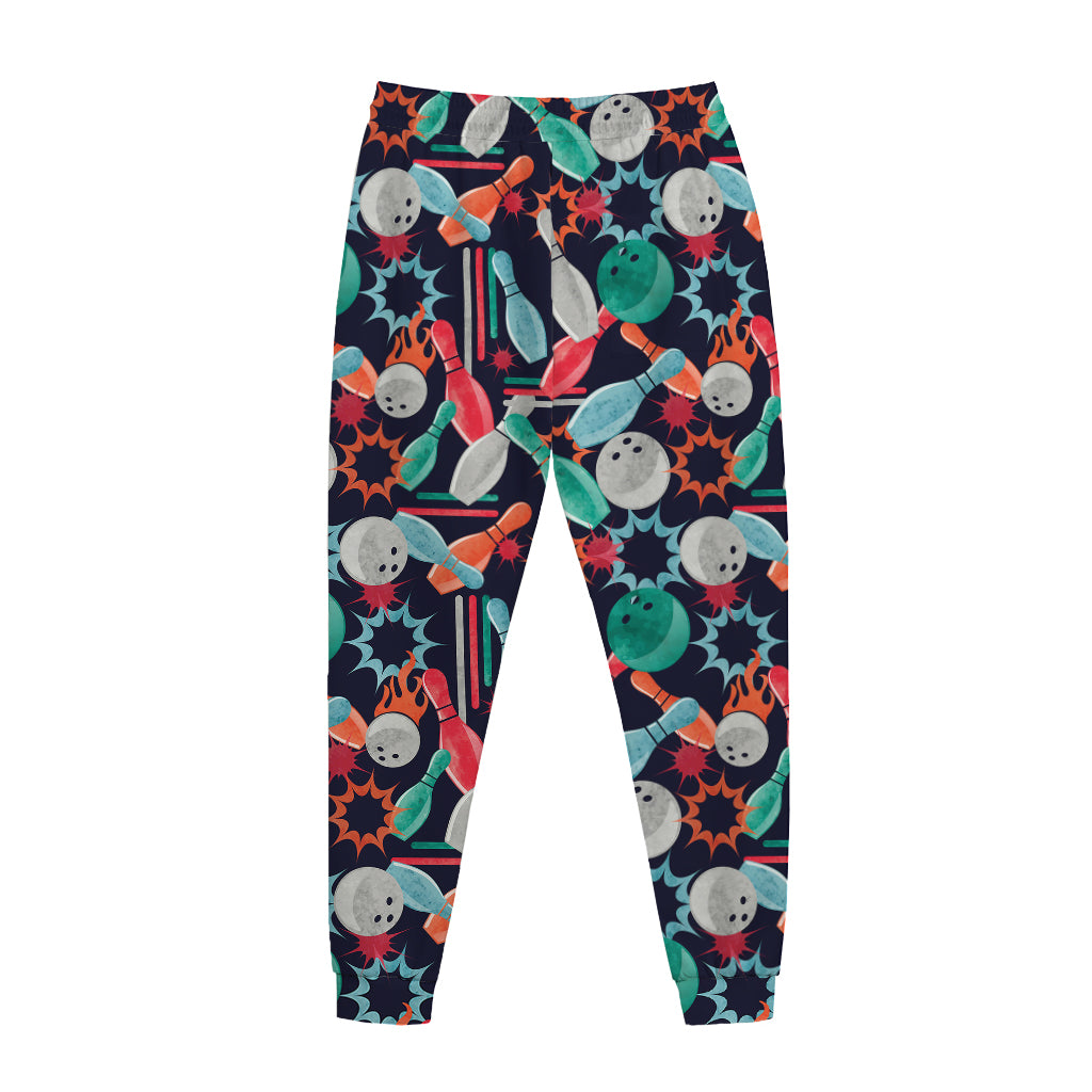 Watercolor Bowling Theme Pattern Print Jogger Pants