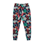Watercolor Bowling Theme Pattern Print Jogger Pants