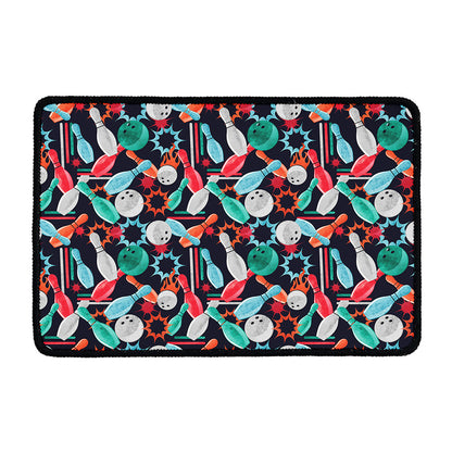Watercolor Bowling Theme Pattern Print Kitchen Mat
