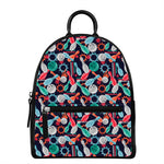 Watercolor Bowling Theme Pattern Print Leather Backpack