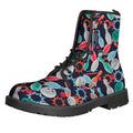 Watercolor Bowling Theme Pattern Print Lace-Up Boots