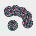 Watercolor Bowling Theme Pattern Print Leather Coaster Set