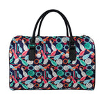 Watercolor Bowling Theme Pattern Print Leather Duffle Bag