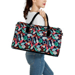 Watercolor Bowling Theme Pattern Print Leather Duffle Bag