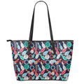 Watercolor Bowling Theme Pattern Print Leather Tote Bag With Zipper