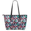 Watercolor Bowling Theme Pattern Print Leather Tote Bag