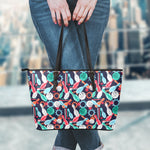 Watercolor Bowling Theme Pattern Print Leather Tote Bag