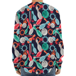 Watercolor Bowling Theme Pattern Print Long Sleeve Baseball Jersey