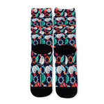 Watercolor Bowling Theme Pattern Print Long Socks