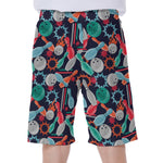 Watercolor Bowling Theme Pattern Print Men's Beach Shorts