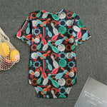 Watercolor Bowling Theme Pattern Print Men's Bodysuit