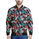 Watercolor Bowling Theme Pattern Print Men's Bomber Jacket