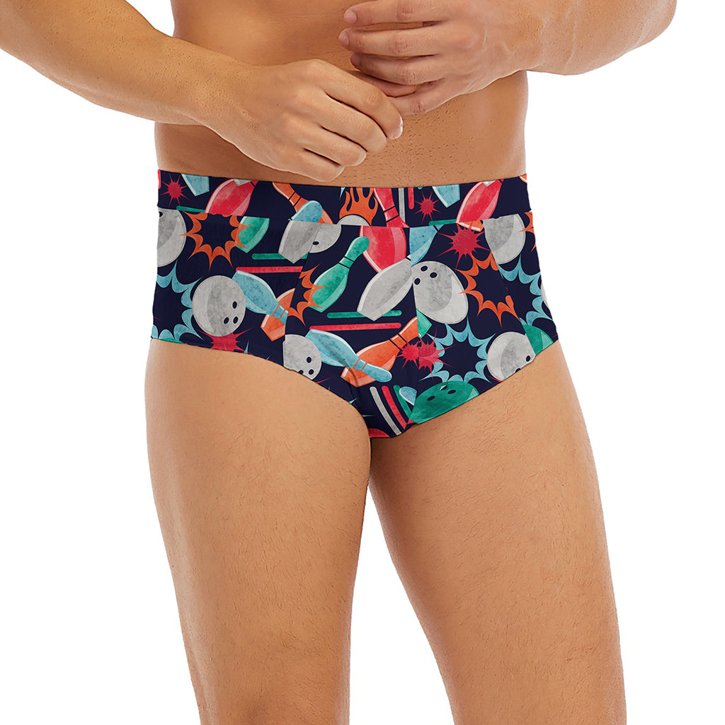 Watercolor Bowling Theme Pattern Print Men's Briefs