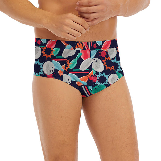 Watercolor Bowling Theme Pattern Print Men's Briefs