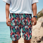 Watercolor Bowling Theme Pattern Print Men's Cargo Shorts